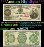 *Highlight* 1891 $2 Treasury Note Grades vf, very fine Signatures Bruce/Roberts (fc)