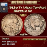 *Highlight* 1913-d Ty I Buffalo Nickel Near Top Pop! 5c ms67+ SEGS (fc)