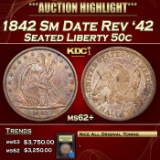 *Highlight* 1842 Sm Date Rev '42 Seated Half Dollar 50c Select Unc USCG (fc)
