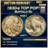 *Highlight* 1930-s Buffalo Nickel TOP POP! 5c ms67+ SEGS (fc)