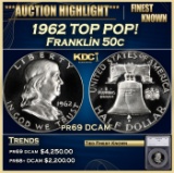 *Highlight* 1962 Proof Franklin Half Dollar TOP POP! 50c pr69 DCAM SEGS (fc)