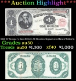 *Highlight* 1891 $1 Treasury Note Edwin M Stanton Grades AU, Almost Unc Signatures Bruce/Roberts (fc