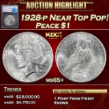 *Highlight* 1928-p Peace Dollar Near Top Pop! $1 ms65+ SEGS (fc)