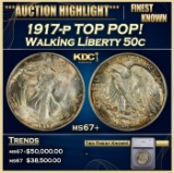 *Highlight* 1917-p Walking Liberty Half Dollar TOP POP! 50c ms67+ SEGS (fc)