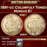 *Highlight* 1891-cc Morgan Dollar Colorfuly Toned $1 ms64+ SEGS (fc)