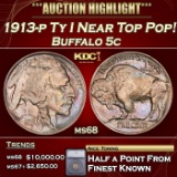 *Highlight* 1913-p Ty I Buffalo Nickel Near Top Pop!  5c ms68 SEGS (fc)