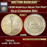 *Highlight* 1936 Norfolk Old Commem Half Dollar Near Top Pop! 50c ms68 SEGS (fc)