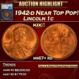 *Highlight* 1942-d Lincoln Cent Near Top Pop! 1c ms67+ rd SEGS (fc)