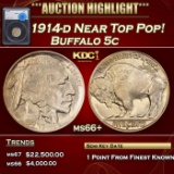 *Highlight* 1914-d Buffalo Nickel Near Top Pop! 5c ms66+ SEGS (fc)