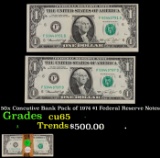 50x Concutive Bank Pack of 1974 $1 Federal Resrrve Notes $1 Green Seal Federal Reserve Note Grades G