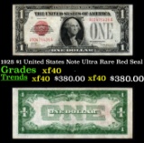 1928 $1 United States Note Ultra Rare Red Seal Grades xf