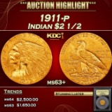 *Highlight* 1911-p Gold Indian Quarter Eagle $2 1/2 Select+ Unc USCG (fc)