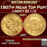 *Highlight* 1907-p Gold Liberty Quarter Eagle Near Top Pop! $2 1/2 ms67 SEGS (fc)