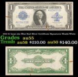 1923 $1 large size Blue Seal Silver Certificate Grades Choice AU Signatures Woods/White