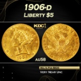 PCGS 1906-d Gold Liberty Half Eagle $5 au58 PCGS