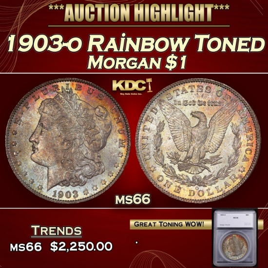 1903-o Morgan Dollar Rainbow Toned $1 ms66 SEGS