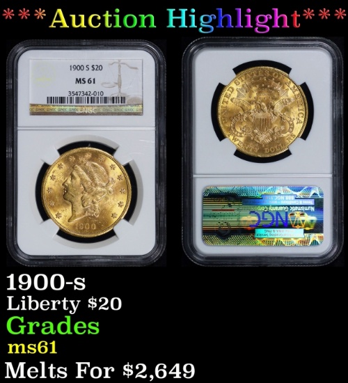NGC 1900-s Gold Liberty Double Eagle $20 ms61 NGC