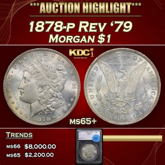 1878-p Rev '79 Morgan Dollar $1 ms65+ SEGS