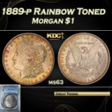 PCGS 1889-p Morgan Dollar Rainbow Toned $1 ms63 PCGS