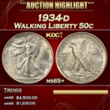 YC 1934-d Walking Liberty Half Dollar 50c ms65+ SEGS