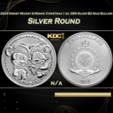 2024 Disney Mickey & Minnie Christmas 1 oz .999 Silver $2 Niue Bullion