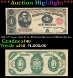 1891 $1 Treasury Note Edwin M Stanton Grades xf Signatures Tillman/Morgan