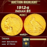 YC 1912-s Gold Indian Half Eagle $5 Select Unc USCG