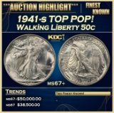 YC 1941-s Walking Liberty Half Dollar TOP POP! 50c ms67+ SEGS
