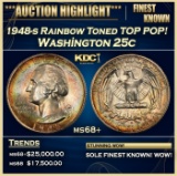 1948-s Washington Quarter Rainbow Toned TOP POP! 25c ms68+ SEGS