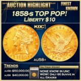 YC 1858-s Gold Liberty Eagle TOP POP! $10 au58+ SEGS
