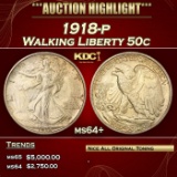 1918-p Walking Liberty Half Dollar 50c ms64+ SEGS
