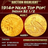 IC 1914-p Gold Indian Quarter Eagle Near Top Pop! $2 1/2 GEM++ Unc USCG