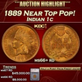 1889 Indian Cent Near Top Pop! 1c ms66+ rd SEGS
