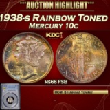 PCGS 1938-s Mercury Dime Rainbow Toned 10c ms66 FSB PCGS