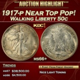 YC 1917-p Walking Liberty Half Dollar Near Top Pop! 50c ms66+ SEGS