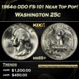 1964-d DDO Washington Quarter FS-101 Near Top Pop! 25c ms65+ SEGS