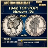 1942 Proof Mercury Dime TOP POP! 10c pr69 SEGS