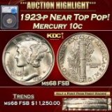1923-p Mercury Dime Near Top Pop! 10c ms68 FSB SEGS