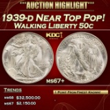 IC 1939-d Walking Liberty Half Dollar Near Top Pop! 50c ms67+ SEGS