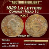 1829 Lg Letters Coronet Head Large Cent 1c Select Unc BN USCG