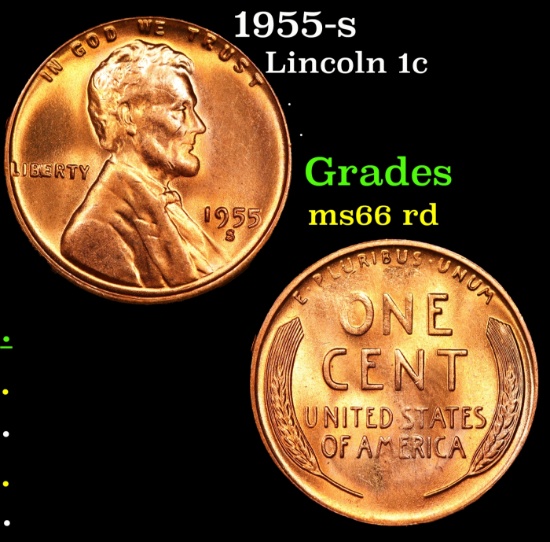 1955-s Lincoln Cent 1c Grades GEM+ Unc RD