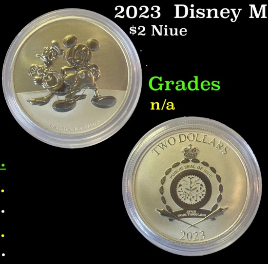 2023  Disney Micky Mouse & Donald Duck 1oz .999 Silver $2  Niue Commerative Coin Grades Ungraded