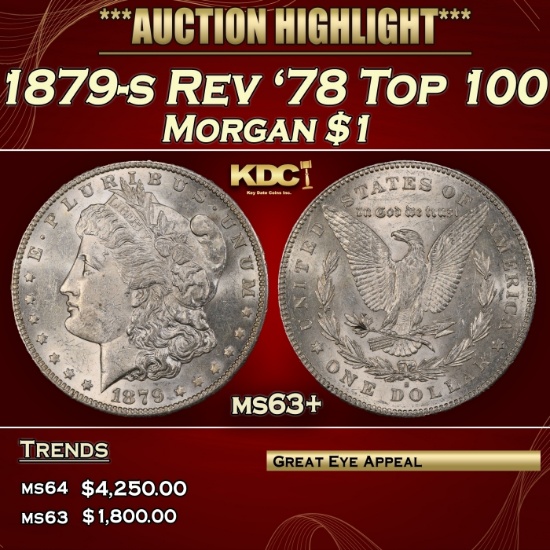 1879-s Rev '78 Top 100 Morgan Dollar $1 ms63+ USCG
