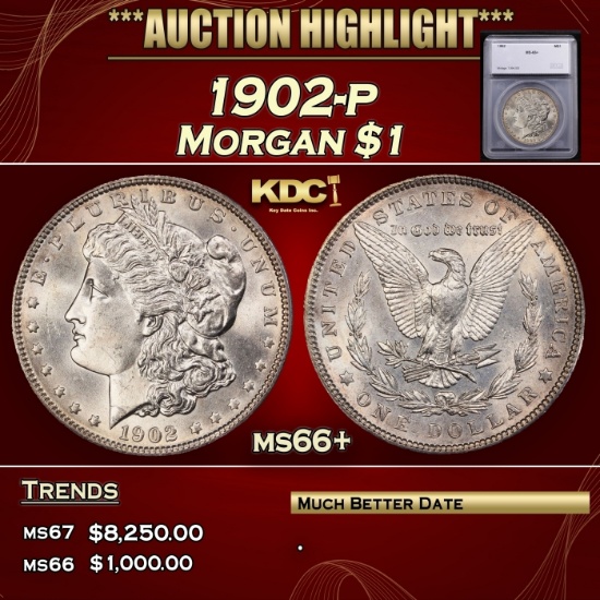 1902-p Morgan Dollar $1 ms66+ SEGS