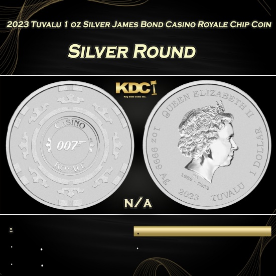 2023 Tuvalu 1 oz Silver James Bond Casino Royale Chip Coin