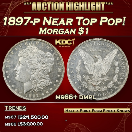 IO 1897-p Morgan Dollar Near Top Pop! $1 ms66+ dmpl SEGS