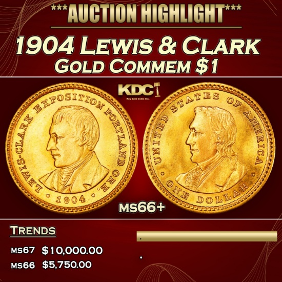 IO 1904 Lewis & Clark Gold Commem Dollar 1 ms66+ SEGS