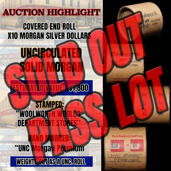 *EXCLUSIVE* x10 Morgan Covered End Roll! Marked "Unc Morgan Premium"! - Huge Vault Hoard  (FC)