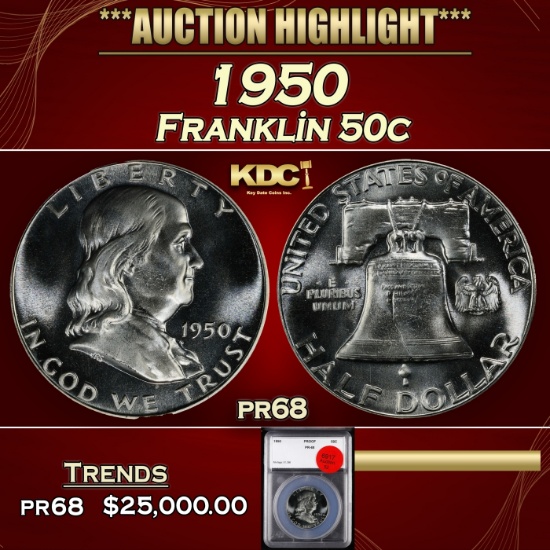 YO 1950 Proof Franklin Half Dollar 50c pr68 SEGS