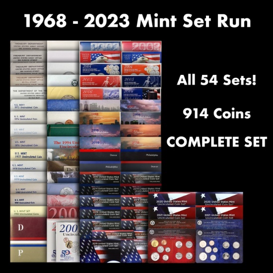COMPLETE MINT SET RUN ALL 54 SETS! 1968-2023 914 Coins COMPLETE SET